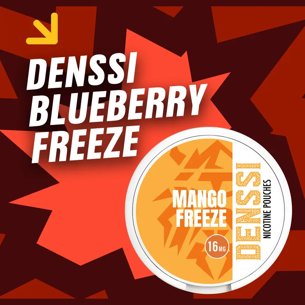 video thumbnail on denssi 
mango freeze snus can on a 
red background